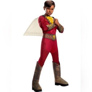 Shazam Boys Halloween Costume Muscle Chest Jumpsuit & Cape Rubies Size M 8-10